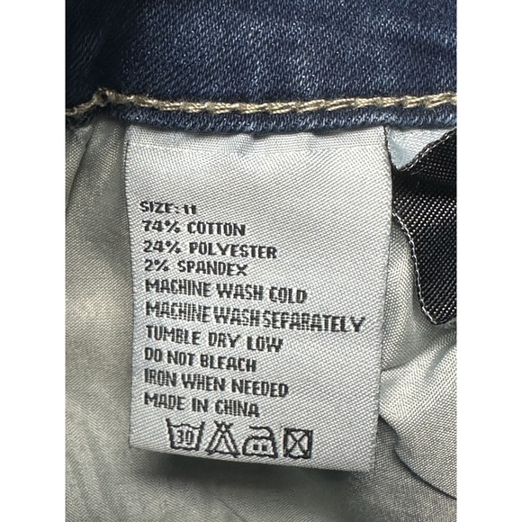 LEV Jeans Casual Boot Cut Flare Mid Rise Dark Wash Blue Juniors 11 29 x 31 NEW - Picture 7 of 12